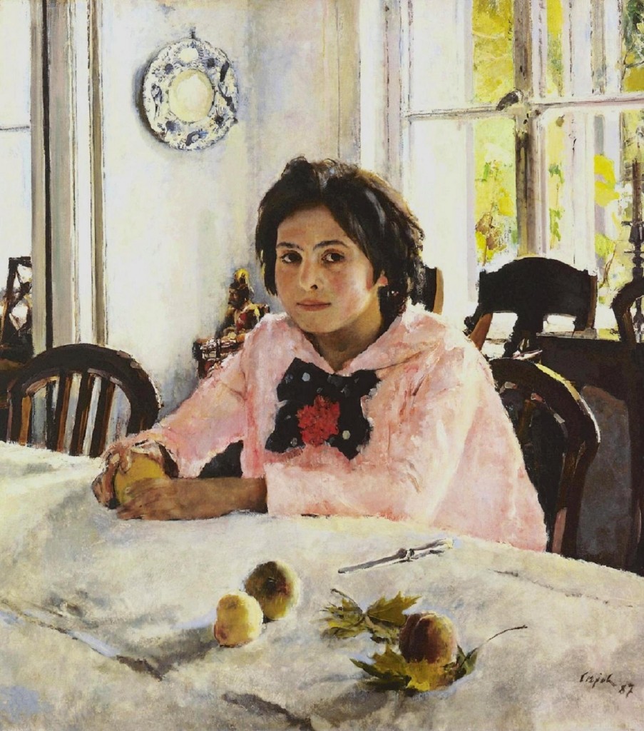 "Το κορίτσι με τα ροδάκινα" (1887, Πινακοθήκη Τρετιακόφ, Μόσχα). Ένα από τα πρώτα δείγματα της ρωσικής εμπρεσιονιστικής τέχνης.