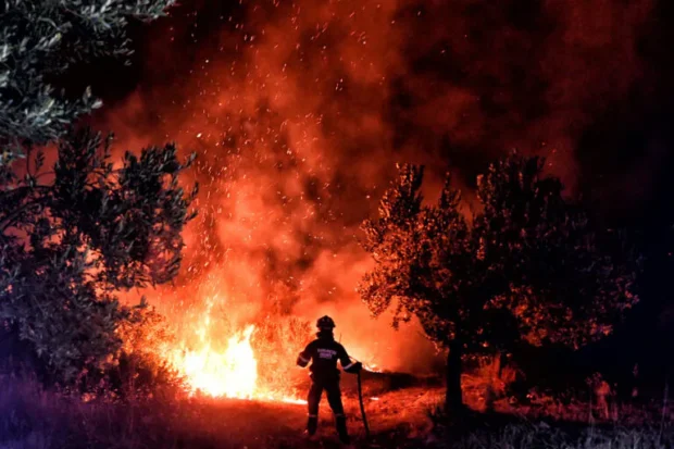 Δύο συλλήψεις για τη μεγάλη φωτιά στη Βοιωτία. Η έρευνα της Δ.Α.Ε.Ε. δείχνει ότι η πυρκαγιά ξεκίνησε από σπινθήρες σε ιδιωτικό δίκτυο μεταφοράς ηλεκτρικής ενέργειας από ανεμογεννήτριες.